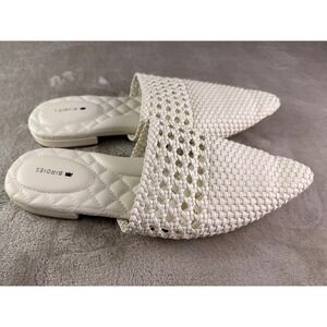 Birdies‎ The Dove Mules Size 9 Cream Woven Pointed Toe Flat Shoes Women